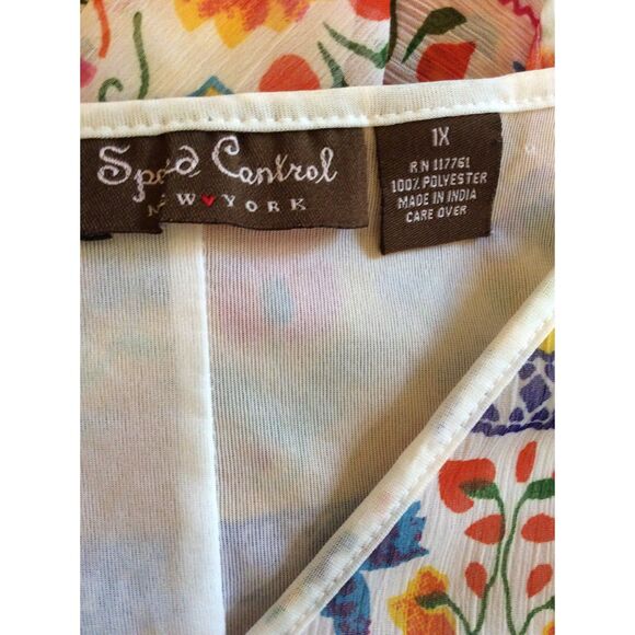 Plus Size 1X Womens Kaftan boho V Neck floral Midi vaca beach Speed control NY - Picture 6 of 10